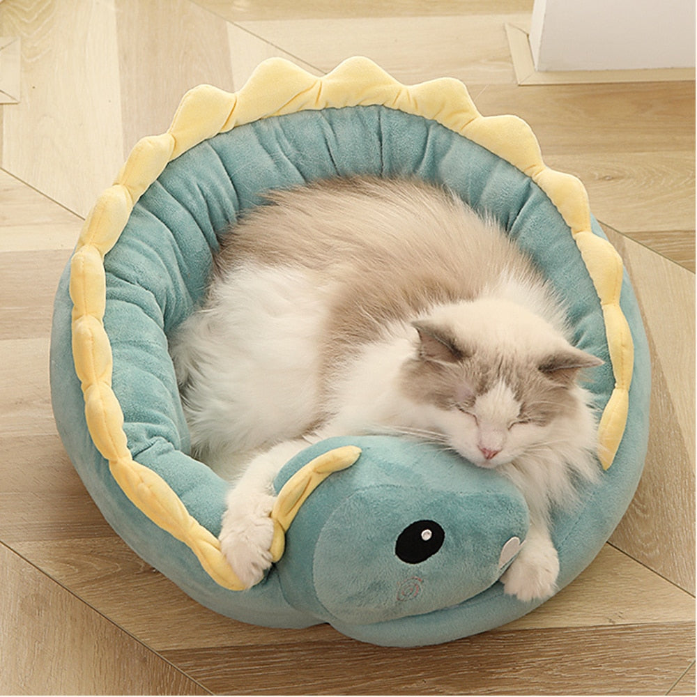 Dinosaur Round Cat Bed Mat Soft Nest House for pet