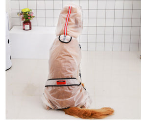 Dog Raincoat Four Feet Hooded Transparent Waterproof Clothes for pet