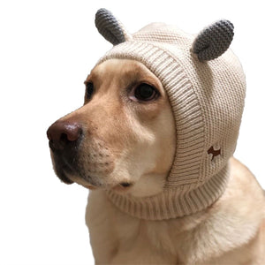 Dog Ear Muffs Noise Protection Cover Warm Knitted Hat Anxiety Relief for pet