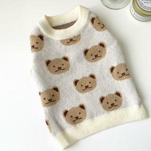 Dog Sweater Bear Print Cute Clothing for pet