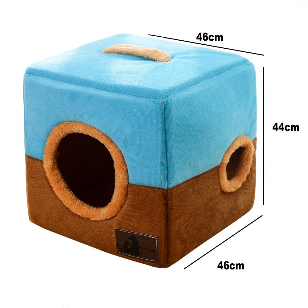 Cat Square House Warm Bed Sofa with holes for pet