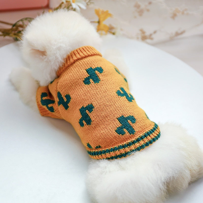 Dog Cat Clothes Turmeric Cactus Sweater for pet