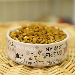 Lovely Dog Cat Feeder English Cartoon Pattern Non-slip Ceramics Bowl for pet