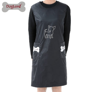 Nylon Dog Cat Grooming Apron with Pockets Beautician Smock Clothes 