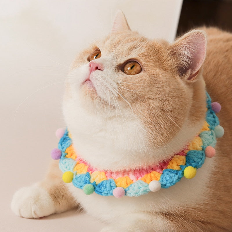 Cute cat dog rabbit wool knit collar necklace bandana for pet