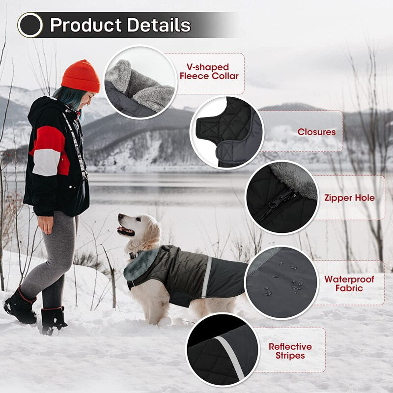 Warm Fleece Collar Coat Jacket Reversible Clothes Waterproof for pet