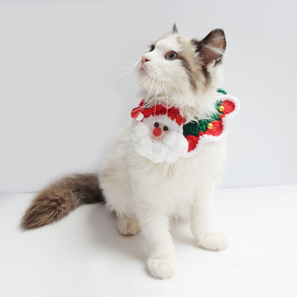 Wool Dog Cat Collar Santa Scarf Christmas Decoration for pet