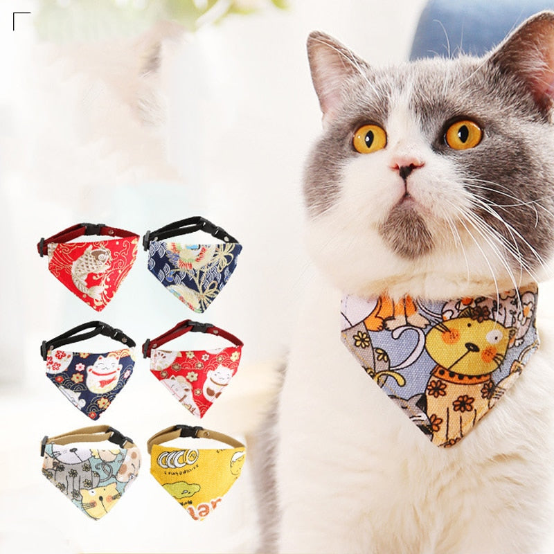 Cat Bandana Collar Scarf Adjustable Triangular Necklace for pet