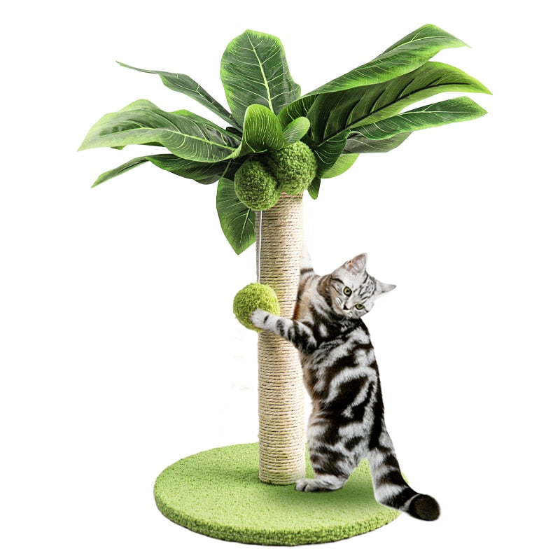 Cat Scratching Post Green Leaves with Sisal Rope Tree for pet