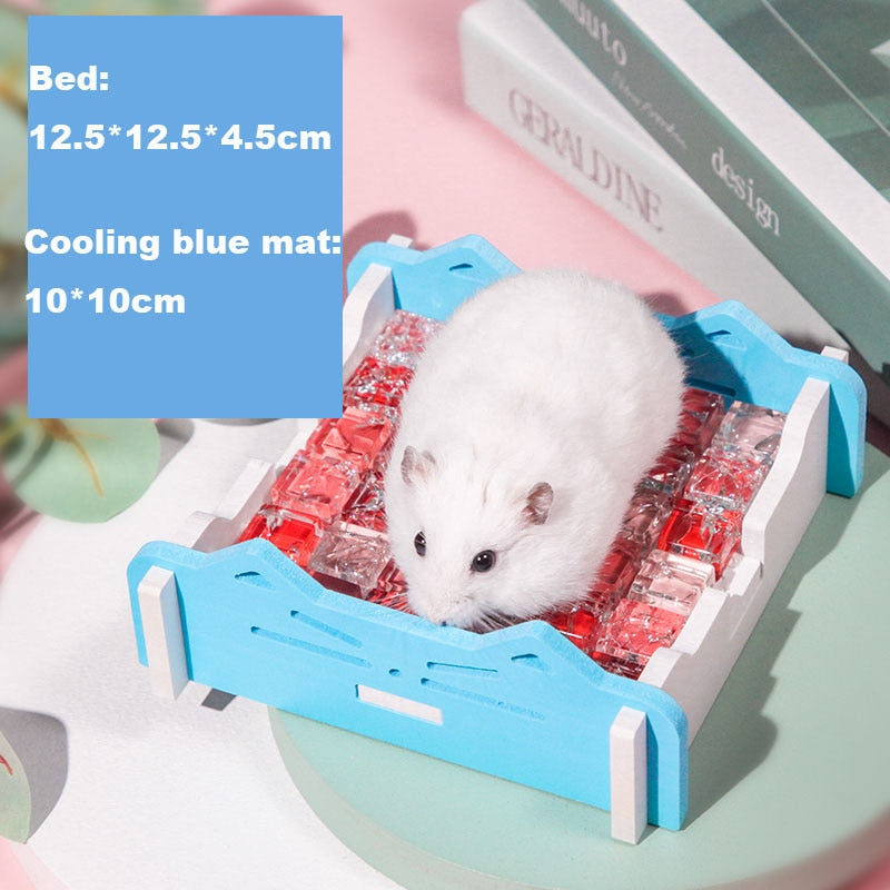 Hamster Bed with Cooling Crystal Mat for Summer Chinchilla Rat Hedgehog Rabbit Guinea Pig for small pet