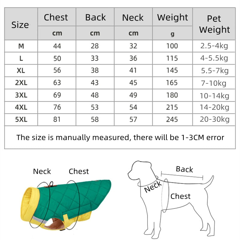 Reflective Vest Waterproof Clothes Warm Large Dog Coat Jacket for pet