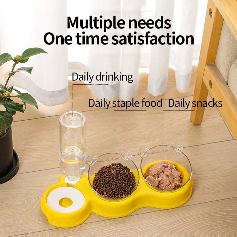 3 in 1 Cat Food Bowl Feeder Water Dispenser Drinking Stand for pet