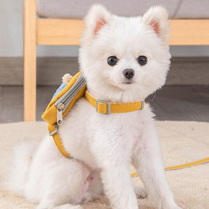 Cute Dog Cat Harness with backpack Walking Leash Chest Strap for pet