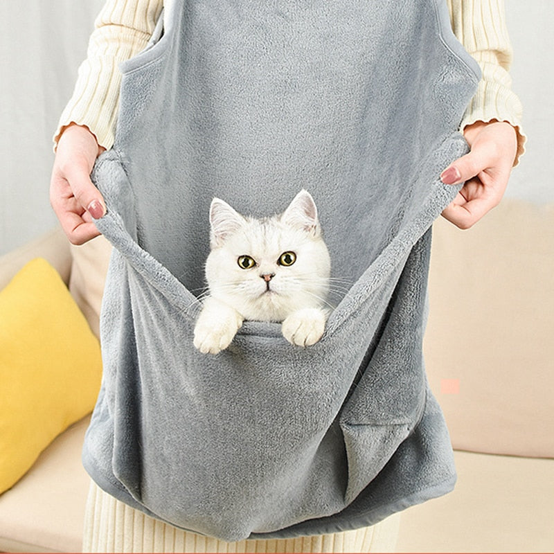 Cats Dogs Carrier Apron Hanging Chest Bag Winter Plush Pouch for pet