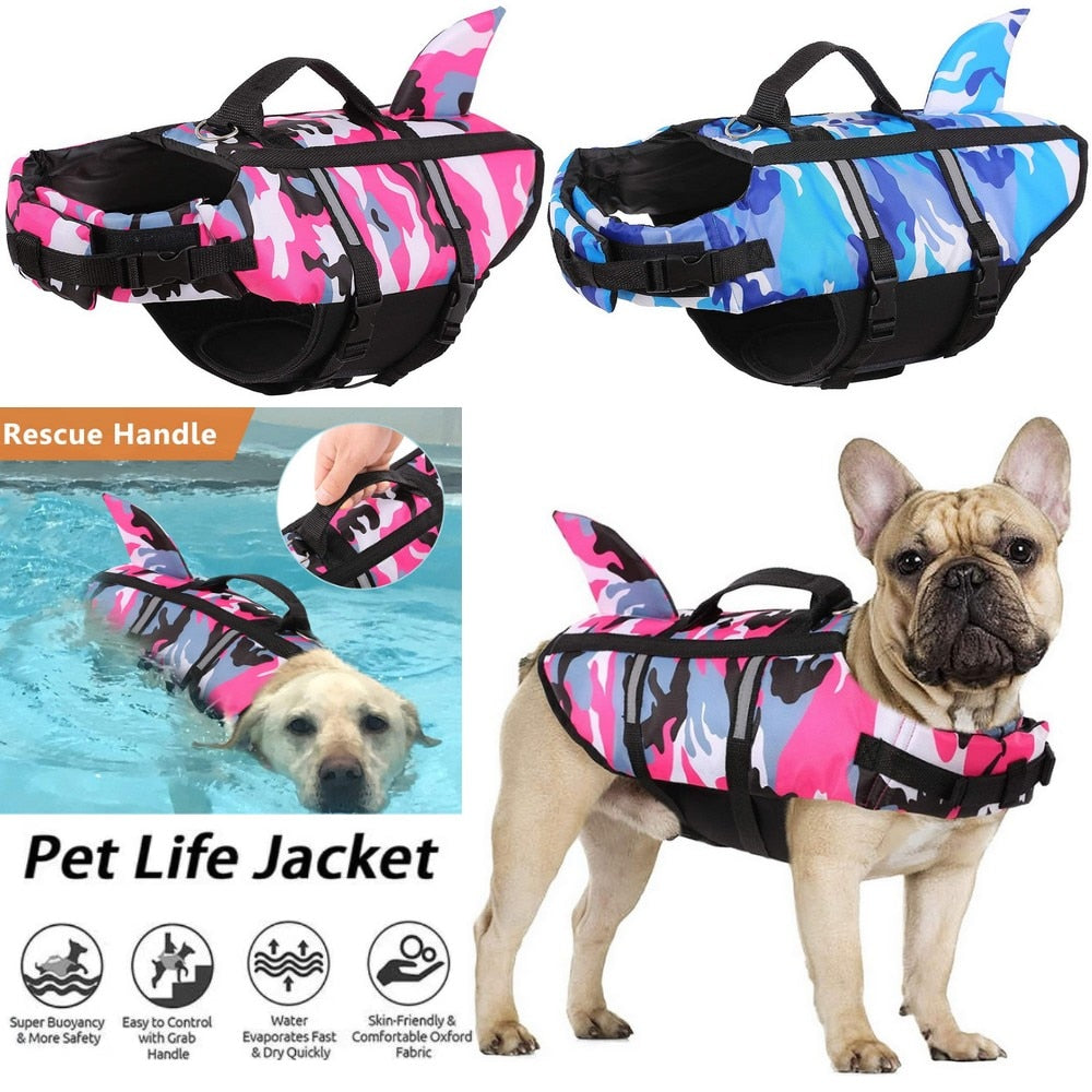 Dog Life Jacket Vest Clothes Swimwear Shark shape for pet