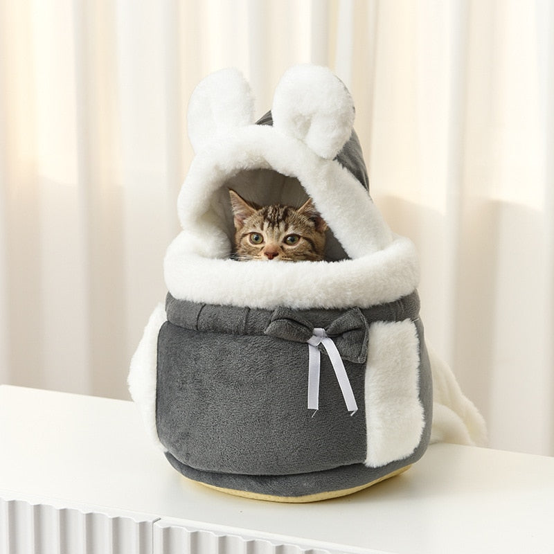 Pet Carrier Backpack Warm Soft Plush Outdoor Travel for small pet