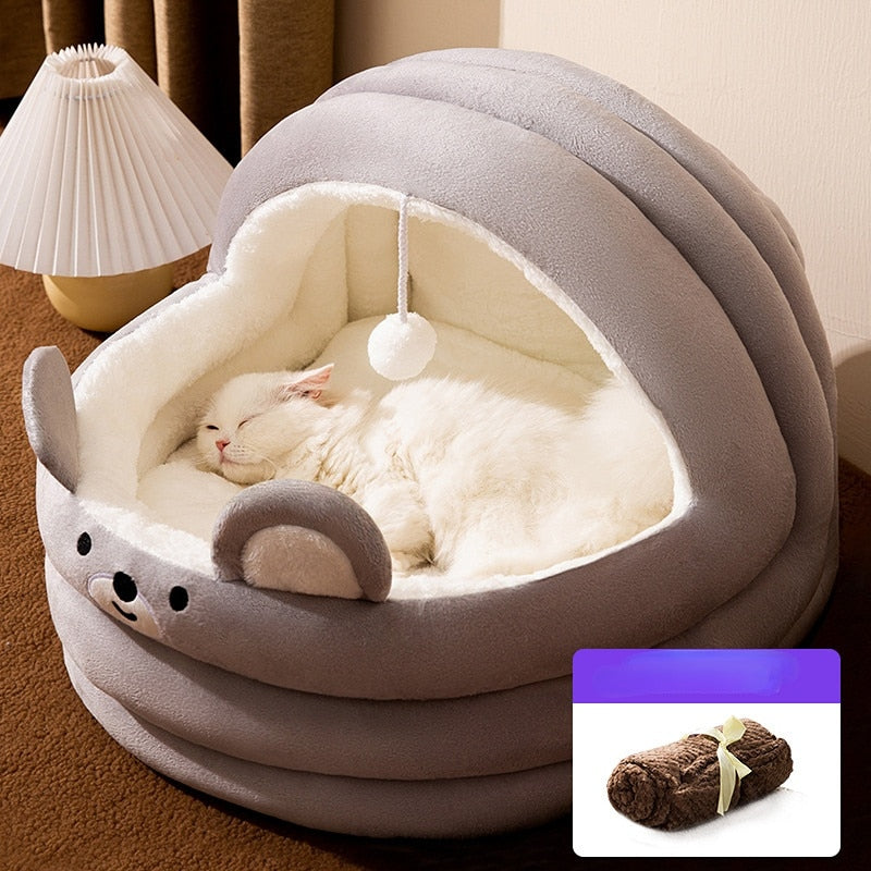 Warm Cat Cradle Bed Semi Closed Dog House for pet