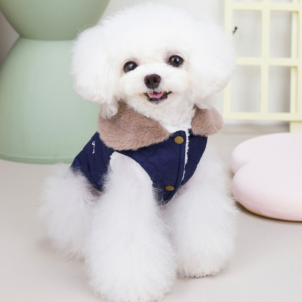 Winter Dog Jacket Clothes Warm Fur Collar Vest for pet