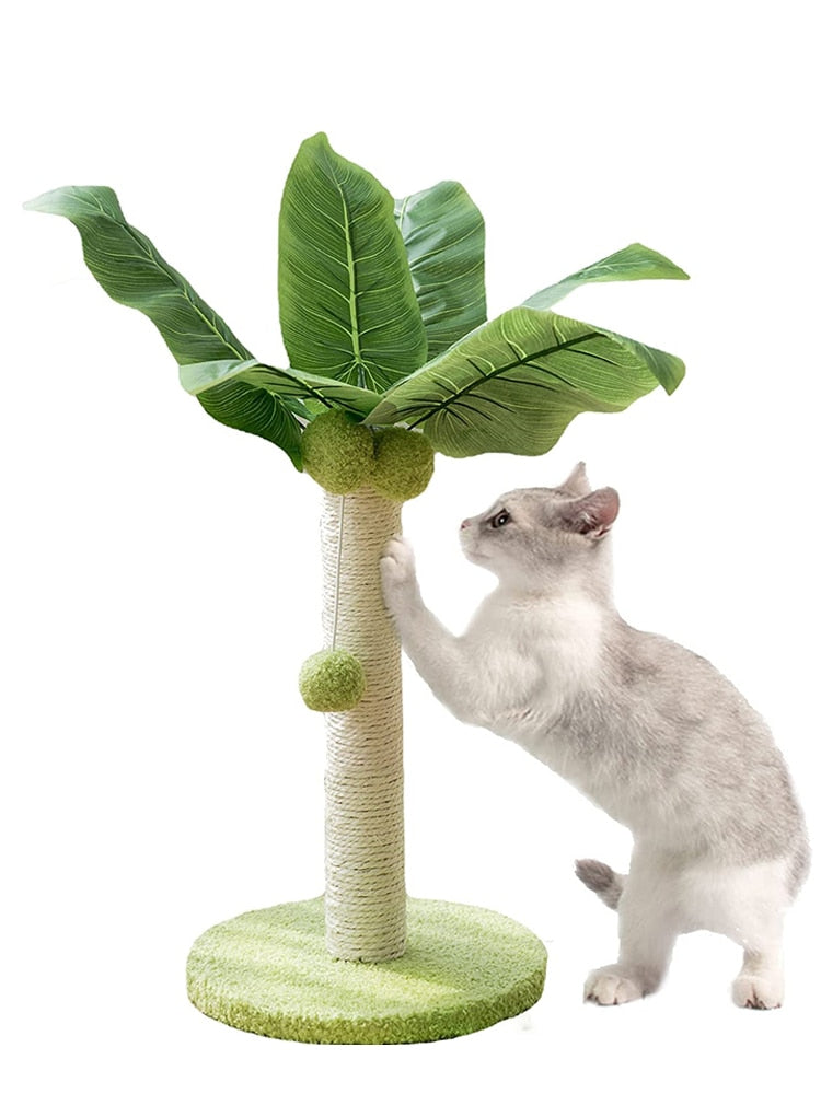 Cat Scratching Post Green Leaves with Sisal Rope Tree for pet