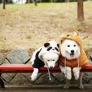 Large Size Dog Hoodie Long Fleece sweater Panda Style Warm Clothing for pet