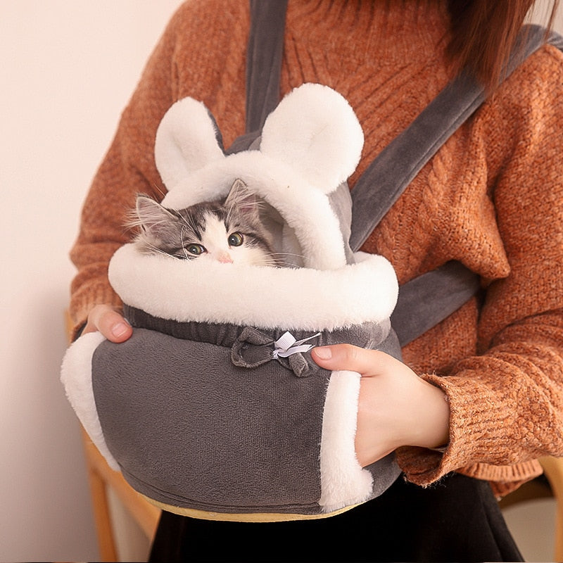 Cat Carrier Apron Warm Soft Plush Hanging Cage for pet