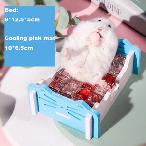 Hamster Bed with Cooling Crystal Mat for Summer for Chinchilla Rat Hedgehog Rabbit Guinea Pig