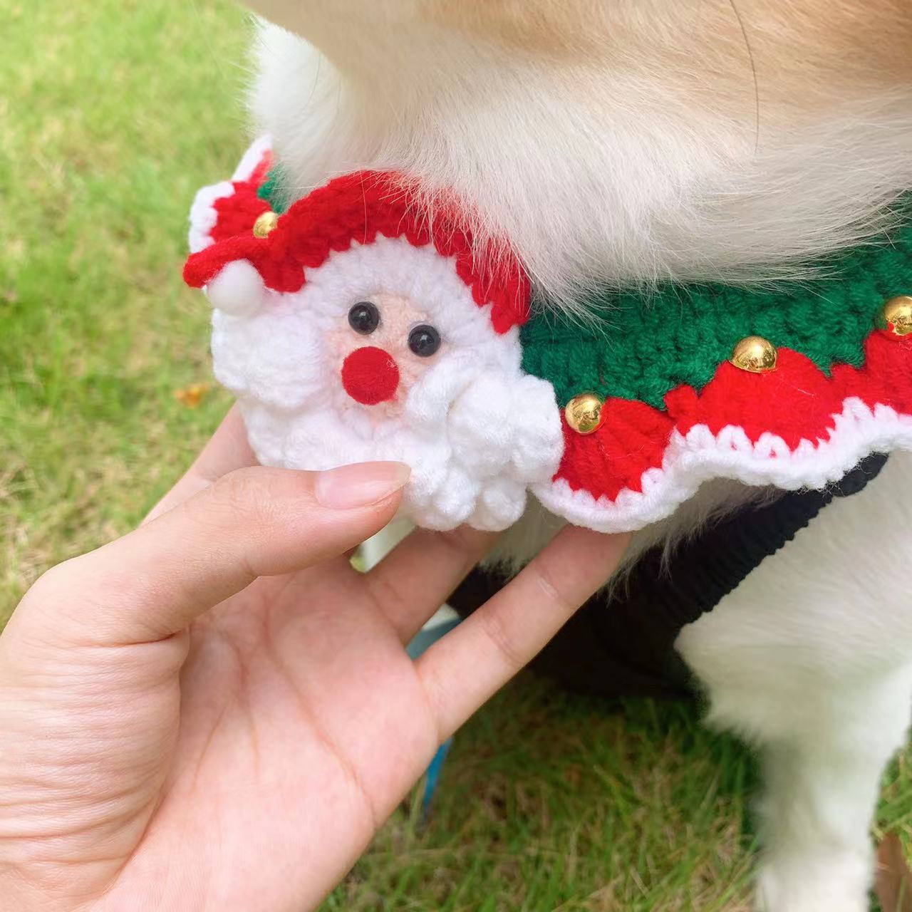 Wool Dog Cat Collar Santa Scarf Christmas Decoration for pet