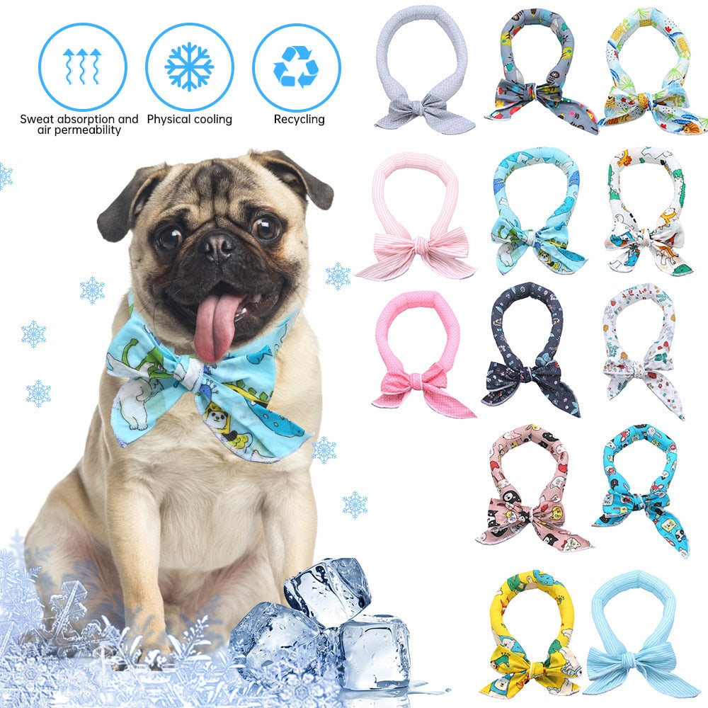 Summer Dog Cooling Ice Scarf Towel Collar Adjustable for pet