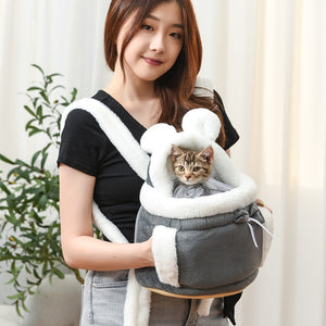 Pet Carrier Backpack Warm Soft Plush Outdoor Travel for small pet