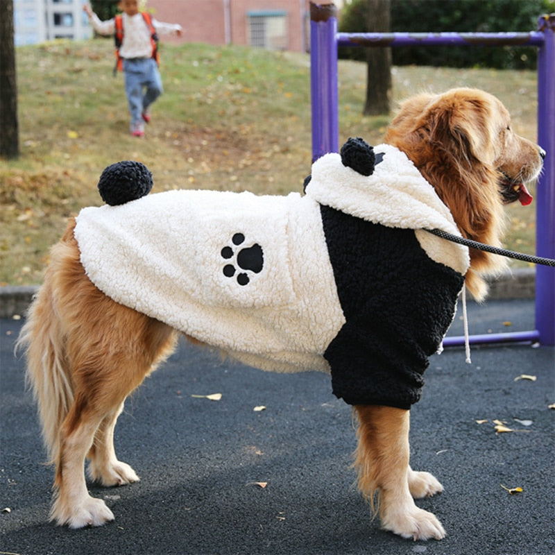 Large Size Dog Hoodie Long Fleece sweater Panda Style Warm Clothing for pet