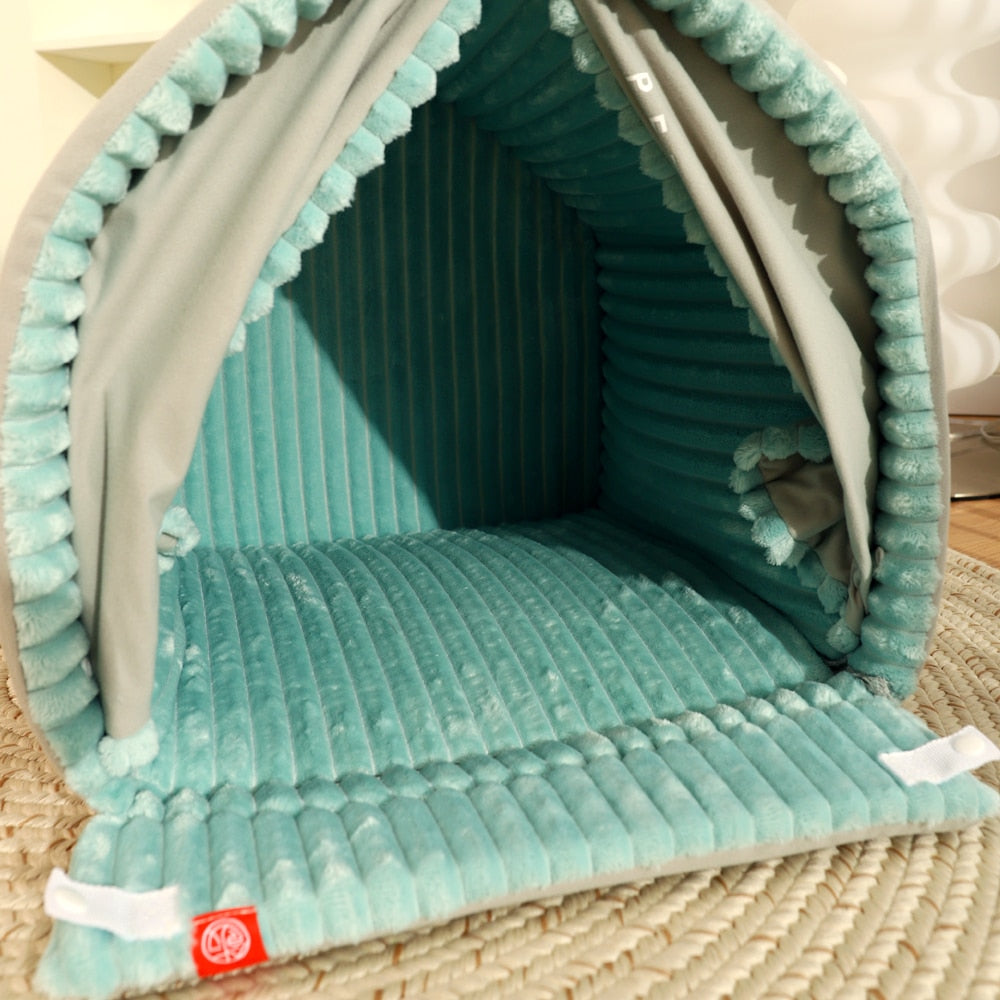 Closed Dog House Windproof with Curtain Sleep Kennel for pet