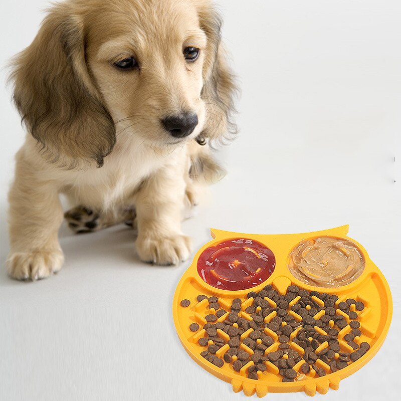 Owl Shape Silicone Bowl Dog Lick Mat Slow Feeding Food Treat Dispenser for Pet