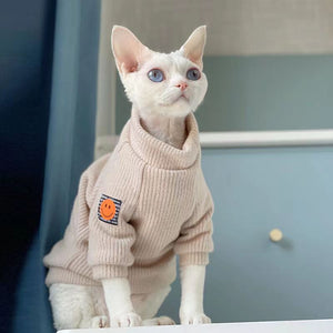 Cat clothes Sphinx Devon Rex Turtleneck thick warm sweater for pet