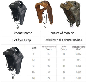 Dog Pilot Hat Leather Cap for pet