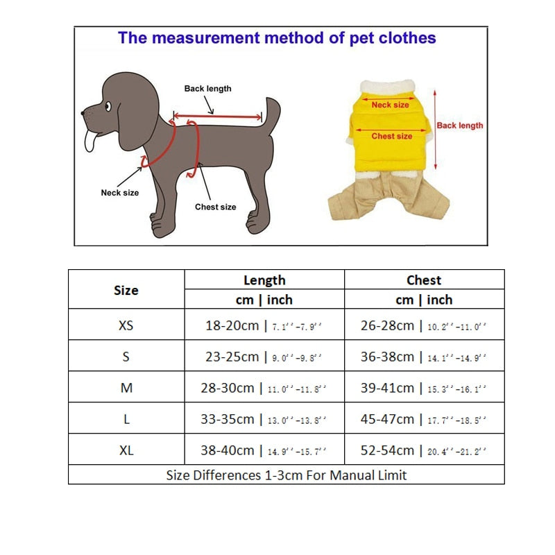 Dog Costume Cute Soft Warm Coat Overall Clothing For small pet