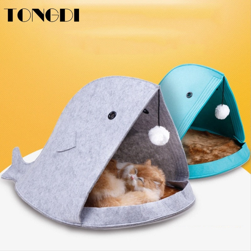 Shark Cat Bed Indoor House Breathable Collapsible Cave Cute for pet