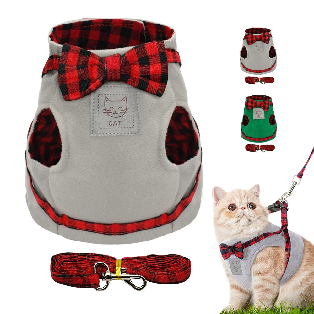 Kitten Puppy Harness Nylon Vest Bowknot and Leash Set for pet
