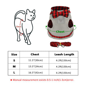 Kitten Puppy Harness Nylon Vest Bowknot and Leash Set for pet
