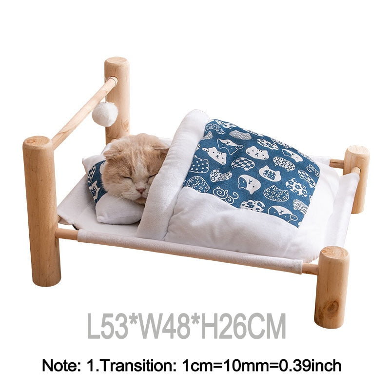 Cat Lounger Bed Hammock Wooden House for pet
