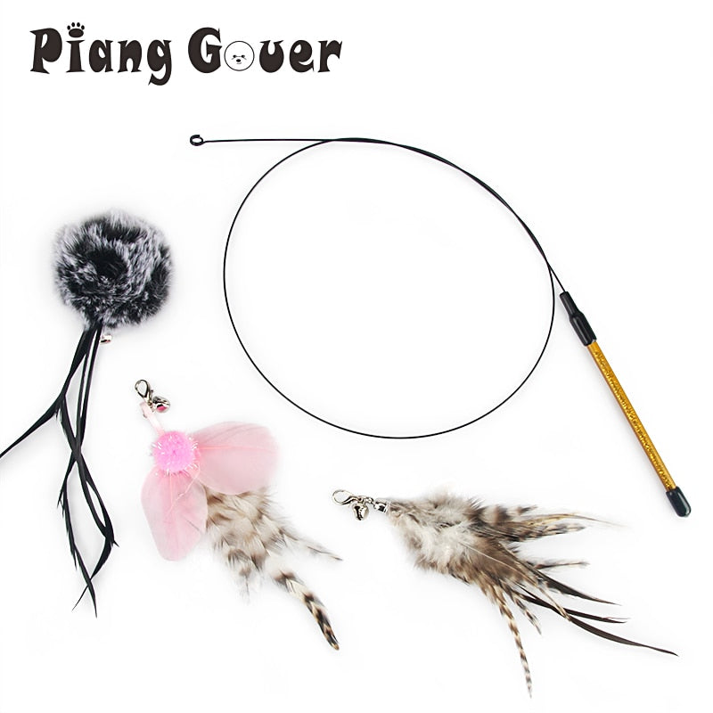 Steel Wire Feather Cat Toy Stick for pet