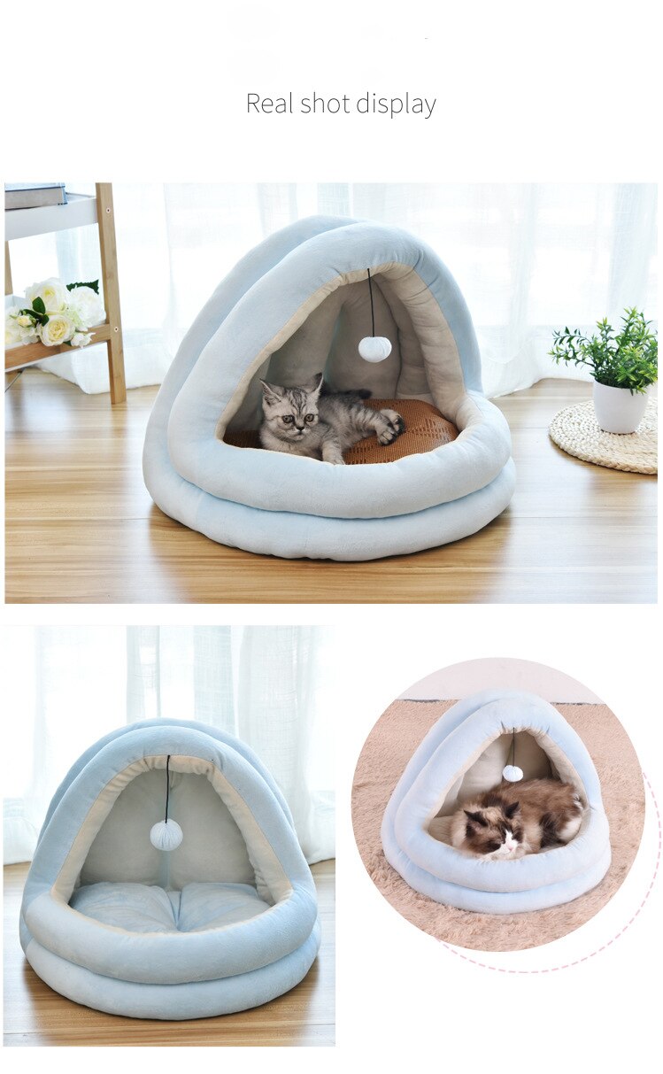 Semi-Enclosed Cat Nest Bed Warm Kennel Sofa Cushion for pet