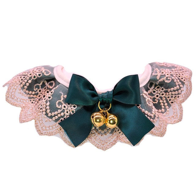 Cute Lace Bandana Adjustable Collars With Bells For Small pet