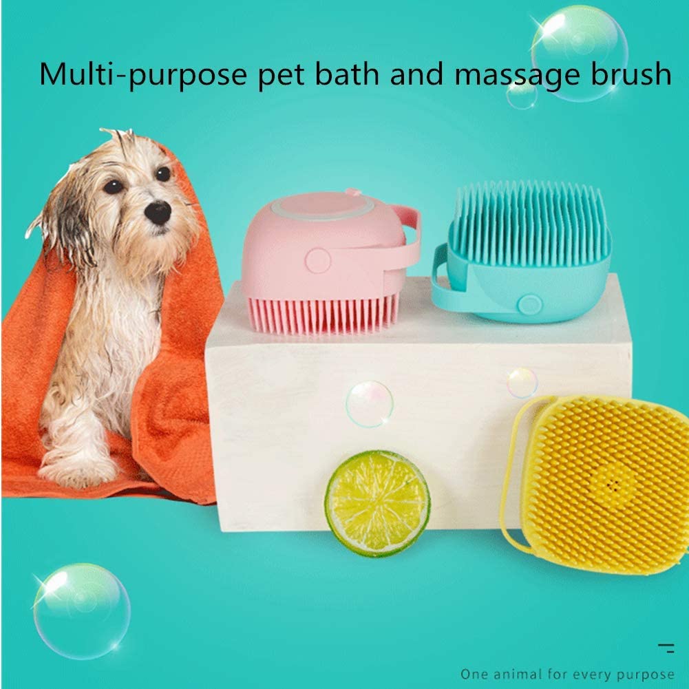 Dog Bath Massage Brush Comb Shower Grooming Shampoo Dispenser Gloves for Pet