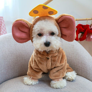Fleece Dog Jumpsuit Big Ears Mice Costume for pet