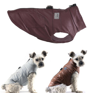 Waterproof Dog Leather Vest Jacket Pet Clothing