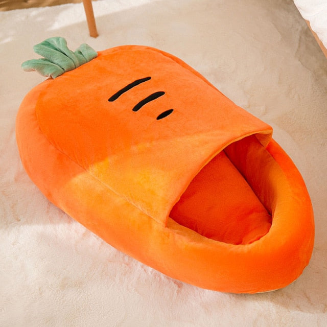 Velvet Cat Bed Carrot Semi-Closed Nest House for Pet