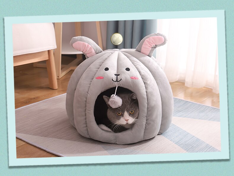Cat Dog Bed House with Fluffy Mat for pet