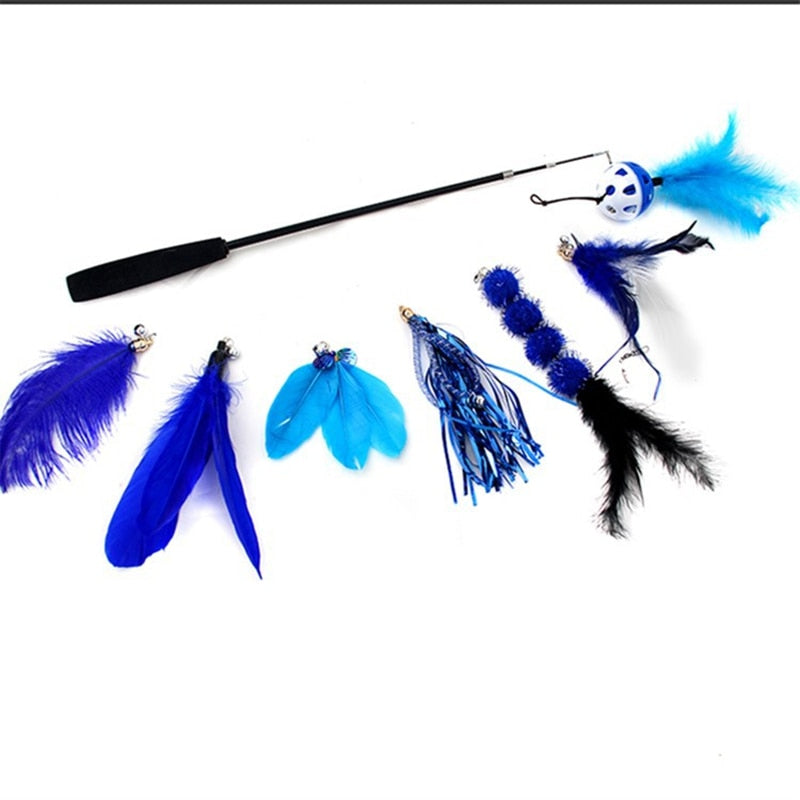 7PC Replacement Cat Feather Toy Fishing Stick for pet