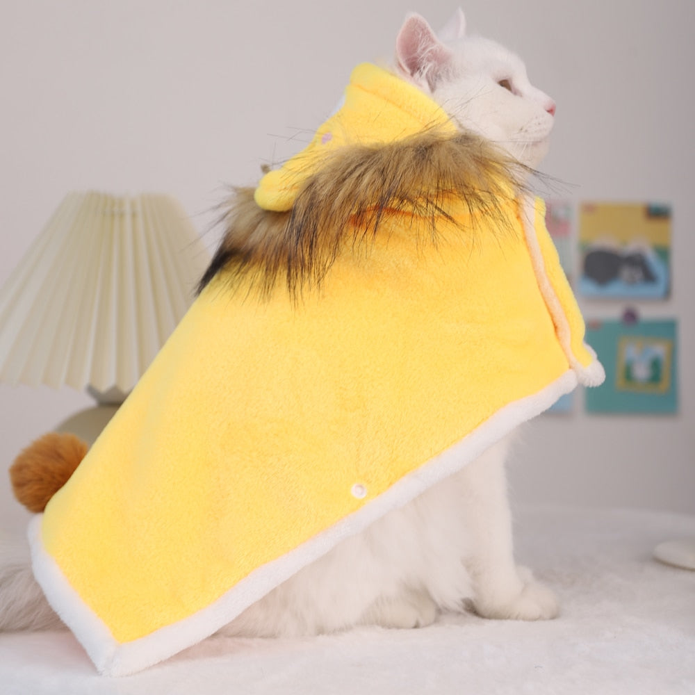 Cat Cloak with Lion Cap Cute Clothes for pet