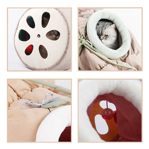 Winter Long Plush Cat Bed Tunnel Cozy Nest for pet